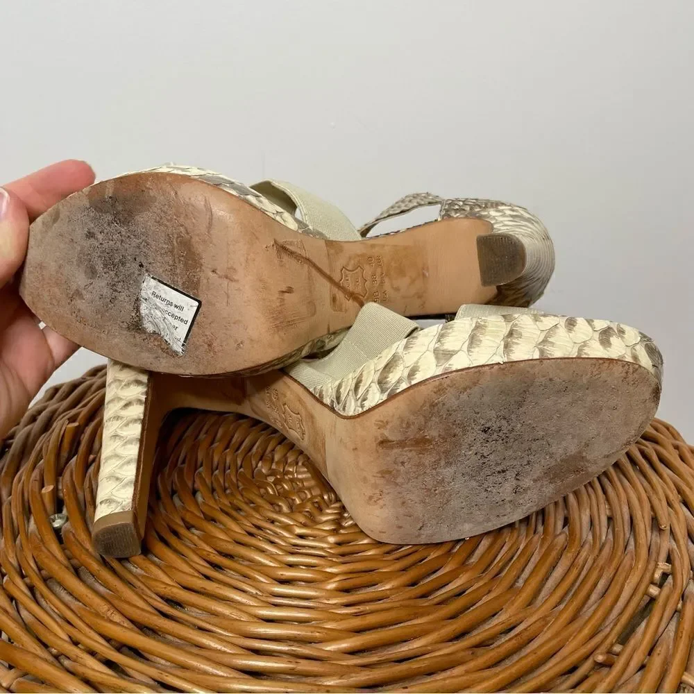 Alexandre Birman Snakeskin Platform Zip Heels Snake 9‎ B 40 Sexy Natural